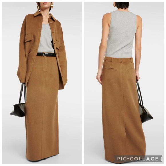 The Frankie Shop Large Malvo Camel Wool Blend Maxi Skirt - Picture 2 of 12